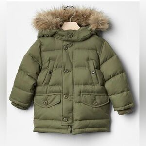 BABY GAP Warmest puffer parka jacket coat green unisex boy girl winter cozy snow